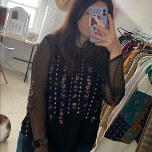 NWOT Style & Co Sheer/Embroidered Blouse